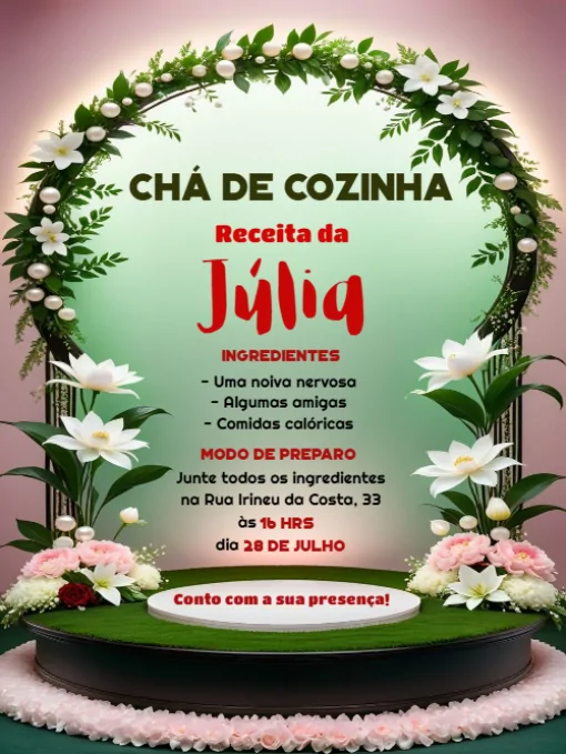Modelo de convite - chá cozinha arco flores para editar