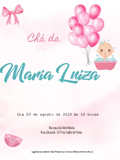 Modelo de convite - chuva amor chá bebê