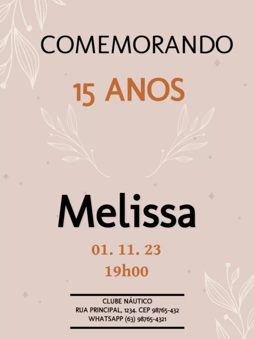 Modelo de convite - 15 anos rosa debutante