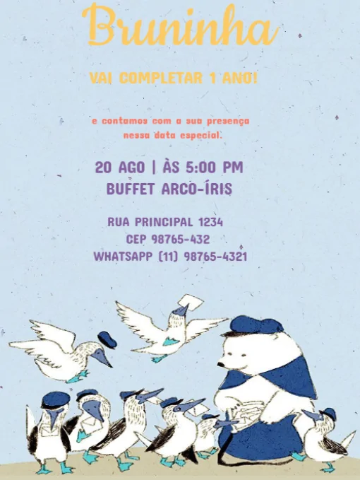 Modelo de convite - urso pelicanopara editar