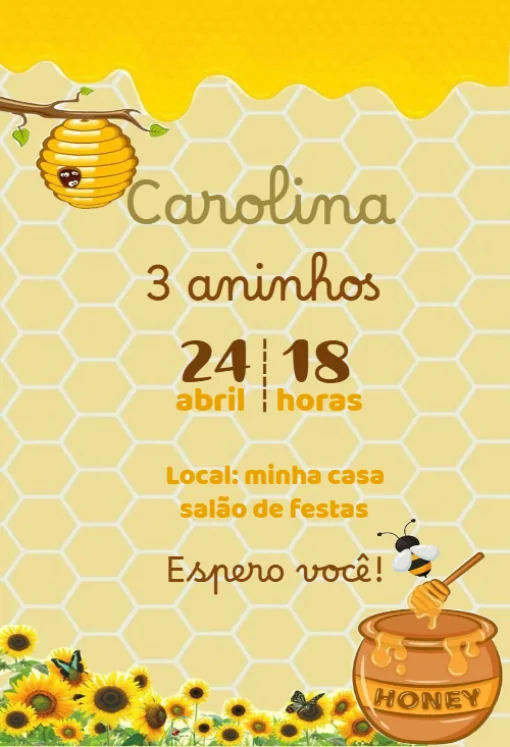 Modelo de convite - abelhinha para editar