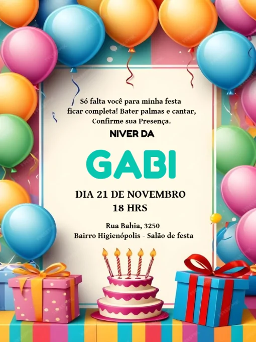 Convite Aniversário Com Confirmação de Presença Convite Aniversário Com Confirmação de Presença