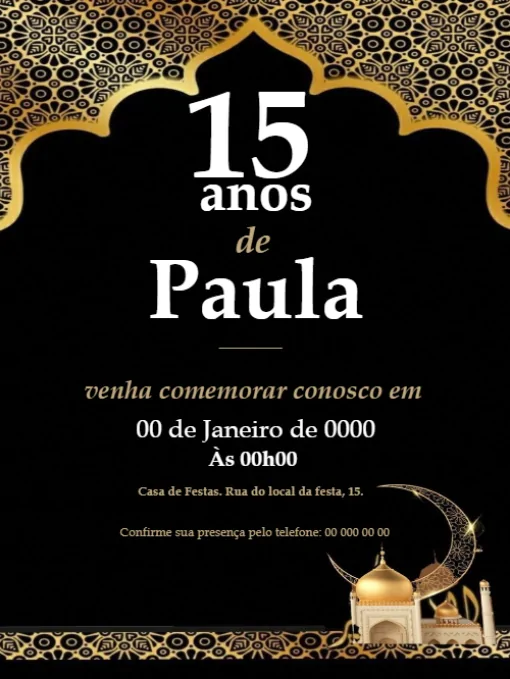 Modelo de convite - aniversário 15 anos para editar