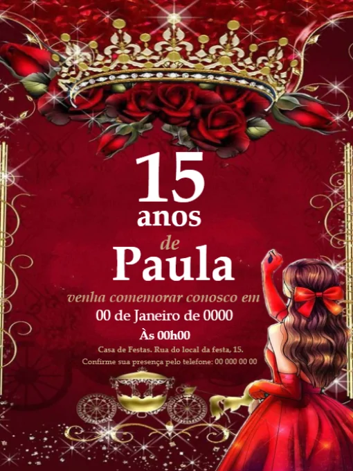Modelo de convite - aniversário 15 anos para editar