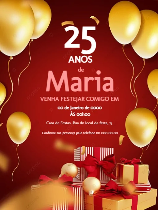 Convite Aniversário 25 anos Para Editar Convite Aniversário 25 anos Para Editar