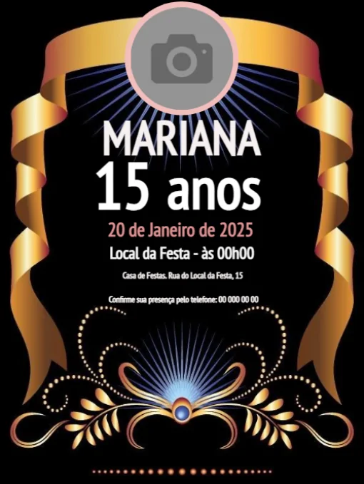 Modelo de convite - aniversário 15 anos para editar
