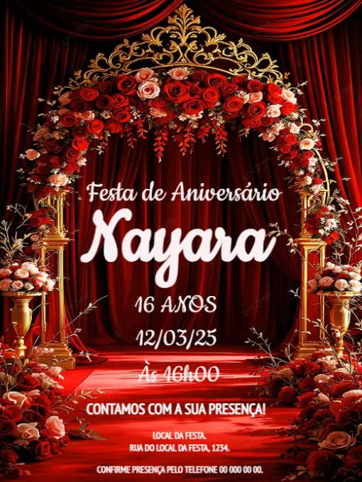 Modelo de convite - aniversário 16 anos para editar