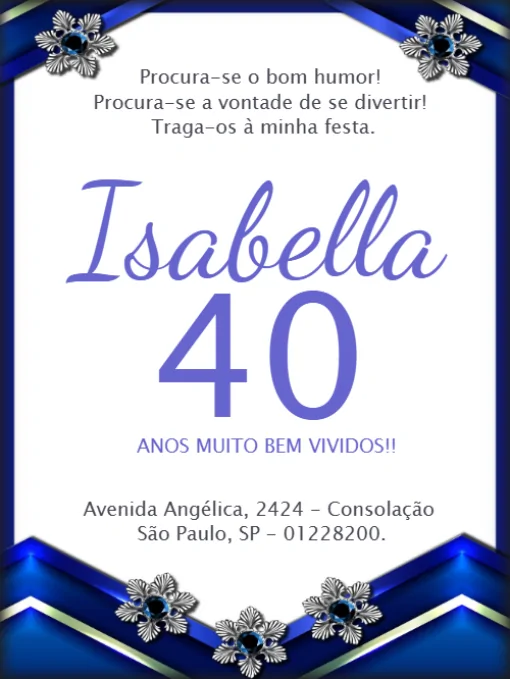 Modelo de convite - aniversário azul para editar
