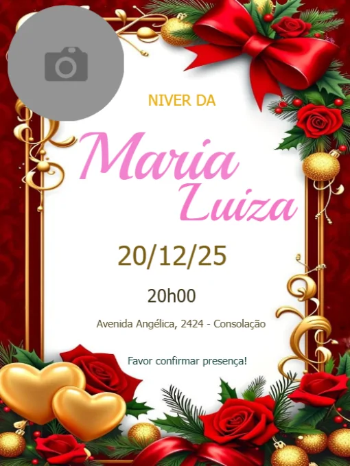 convite aniversário Laço Com Rosa E Foto Para Editar convite aniversário Laço Com Rosa E Foto Para Editar