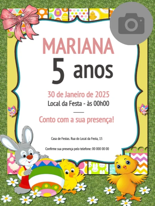 Modelo de convite - aniversário 5 anos para editar