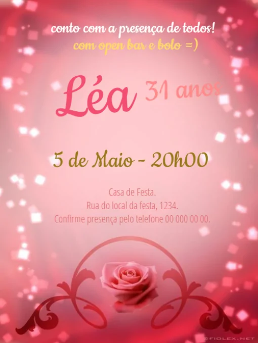 Modelo de convite - aniversário open bar para editar