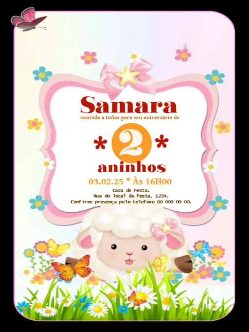 Modelo de convite - aniversário ovelhinha editar
