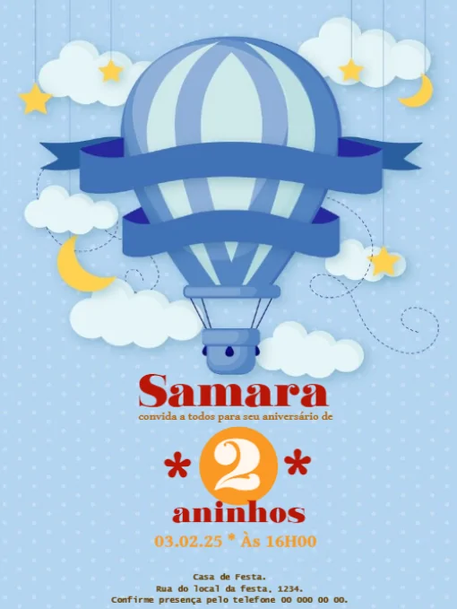 Modelo de convite - aniversário balãopara editar