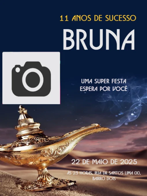 Modelo de convite - aniversário gênio com foto para editar