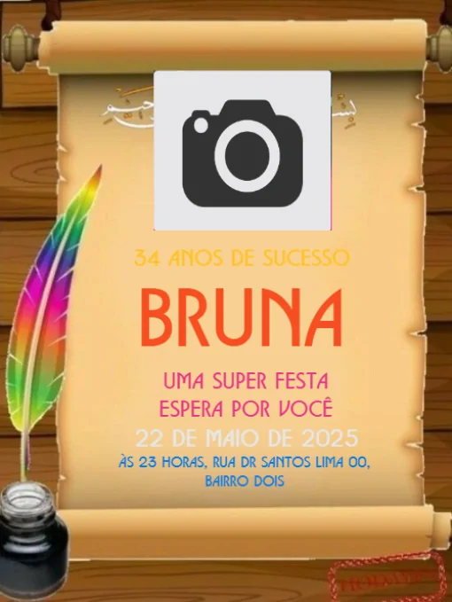 Modelo de convite - aniversário pena para editar