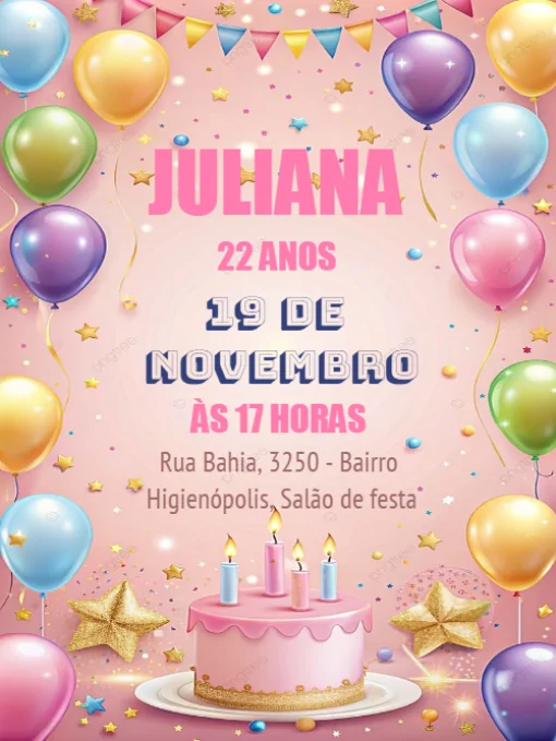 convite aniversário Balões presente para editar convite aniversário Balões presente para editar