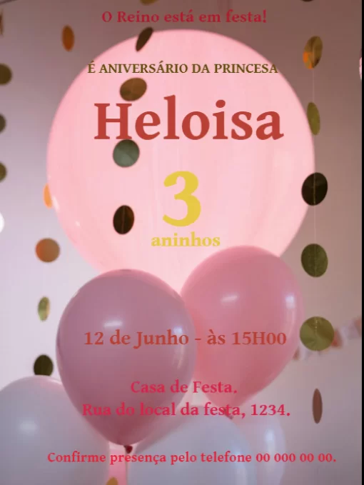 Convite Aniversário Balões  Convite Aniversário Balões