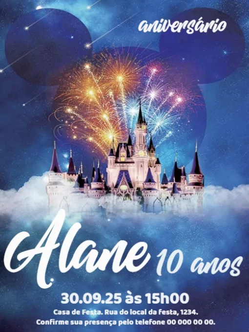 Convite Aniversário castelo Para Editar Convite Aniversário castelo Para Editar