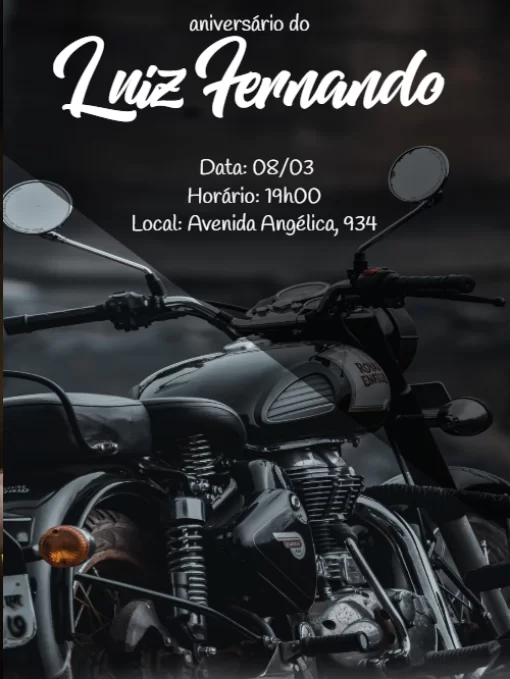 Modelo de convite - aniversário motocicleta retro