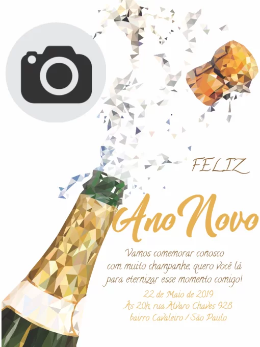 Modelo de convite - ano novo champanhe reveillon