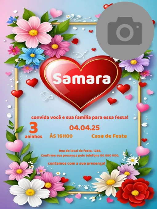 Convite Aniversário Arco De Flores Com Foto Para Editar Convite Aniversário Arco De Flores Com Foto Para Editar