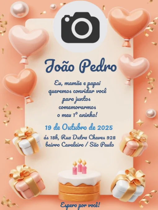 Modelo de convite - aniversáriofoto balões para editar