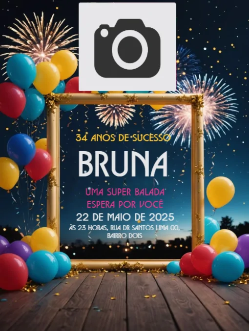 Modelo de convite - aniversário com foto e para editar