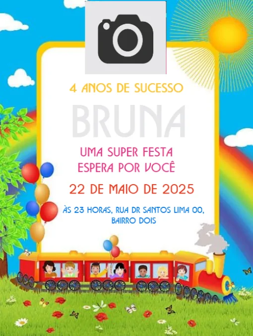 Modelo de convite - aniversário com foto e para editar