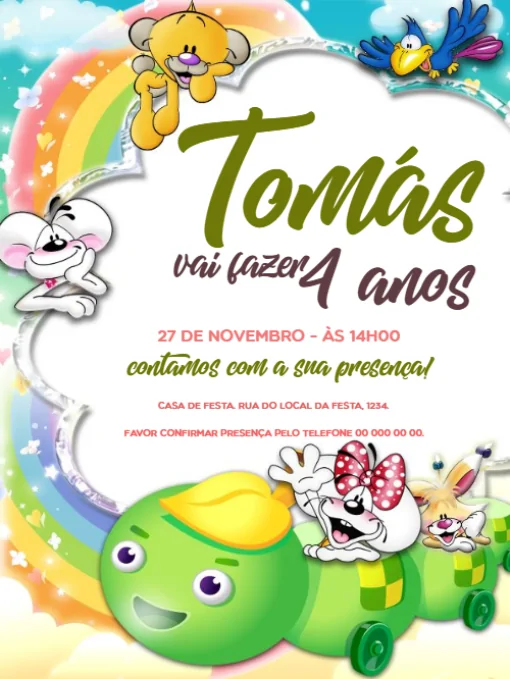 Modelo de convite - aniversário animais para editar