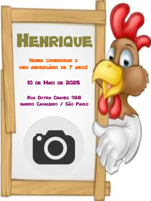 Convite Aniversário Galo Com Foto Para Editar Convite Aniversário Galo Com Foto Para Editar