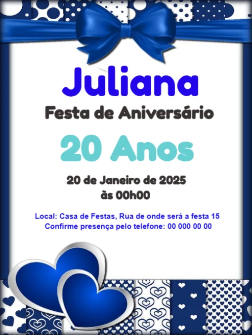 Modelo de convite - aniversário festa azulpara editar