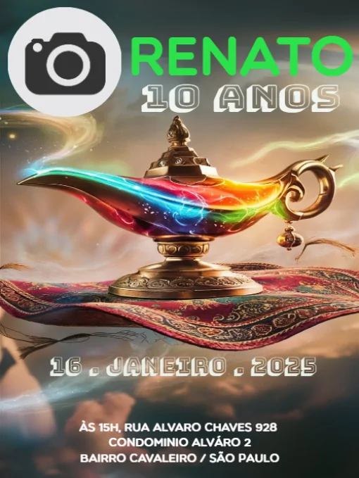 Modelo de convite - aniversário lâmpada tapete para editar