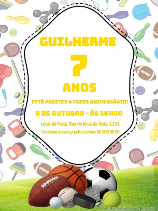 Modelo de convite - aniversário futebol para editar