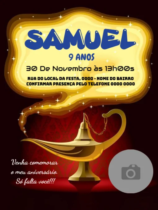 Modelo de convite - aniversário gênio com foto para editar