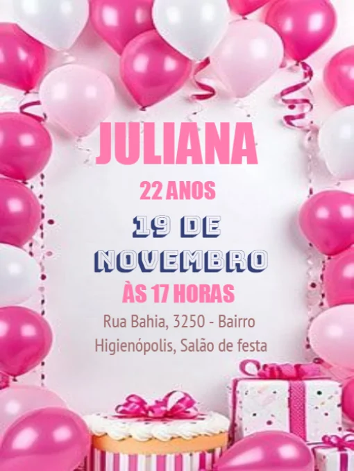 convite aniversário Balões presente para editar convite aniversário Balões presente para editar