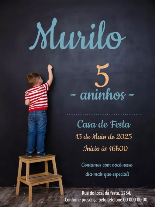 Modelo de convite - aniversário 5 anos para editar