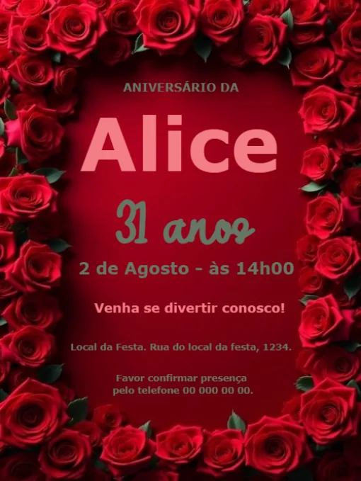 Convite Aniversário Jardim De Rosas Para Editar Convite Aniversário Jardim De Rosas Para Editar