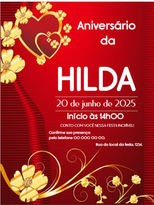 Modelo de convite - aniversário vermelho para editar