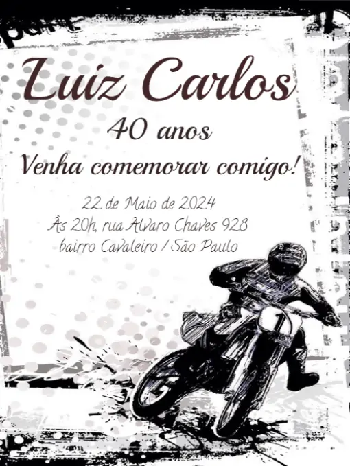 Convite aniversário moto  Convite aniversário moto