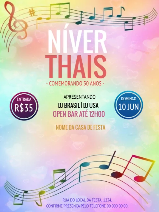 Modelo de convite - aniversário música para eitar