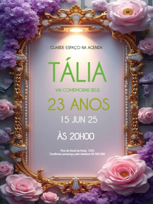 Convite Aniversário Rosas Para Editar Convite Aniversário Rosas Para Editar