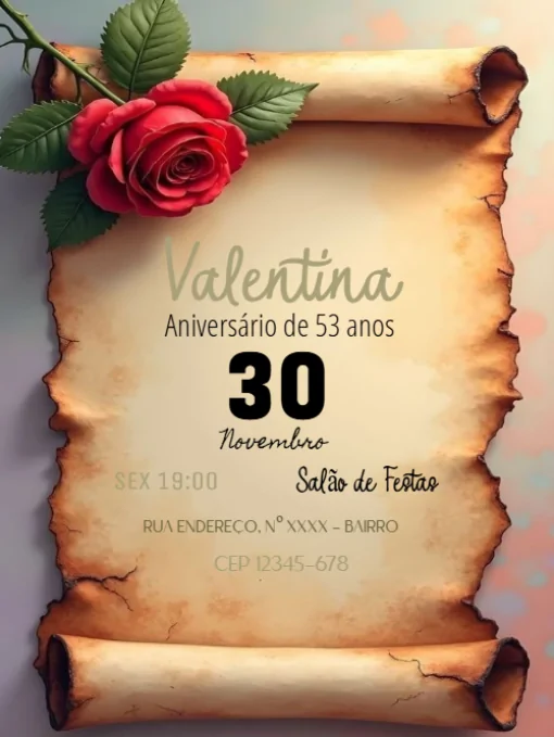 Modelo de convite - aniversário papiro para edtar
