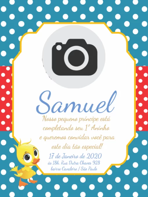 Modelo de convite - aniversário pintinho pra editar