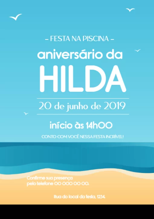 Convite Aniversário praia  Convite Aniversário praia