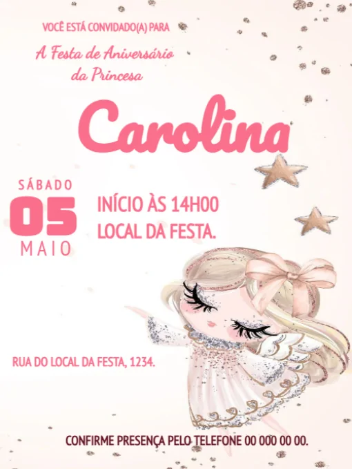 Modelo de convite - aniversário princesa para editar