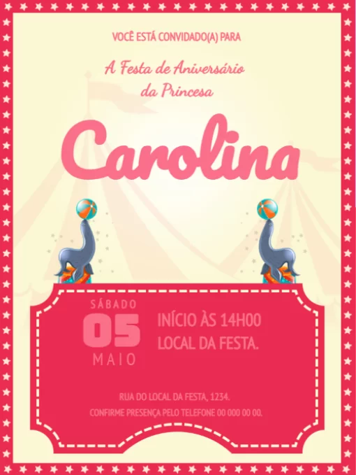 Modelo de convite - aniversário princesa 