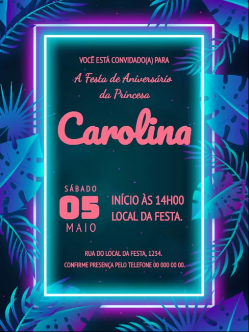 Modelo de convite - aniversário folhagem 