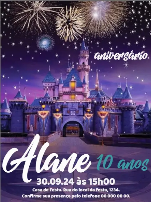 Modelo de convite - aniversário castelo princesa 