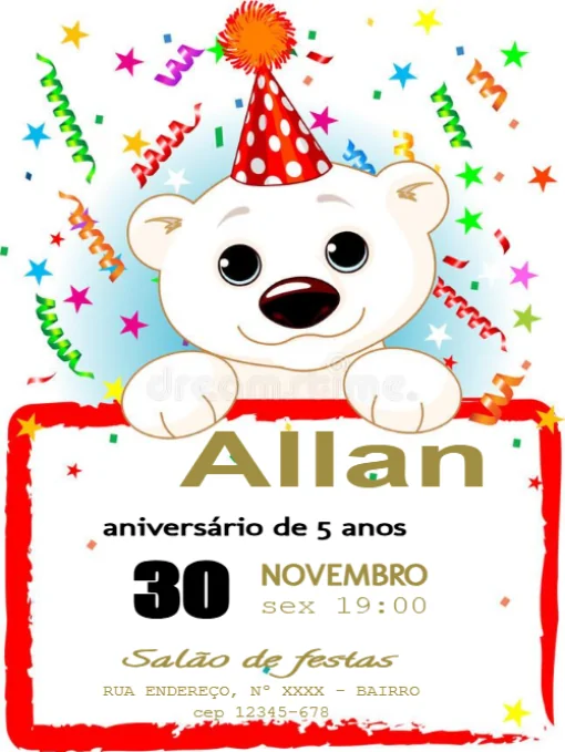 Convite aniversário Ursinho Para Editar Convite aniversário Ursinho Para Editar