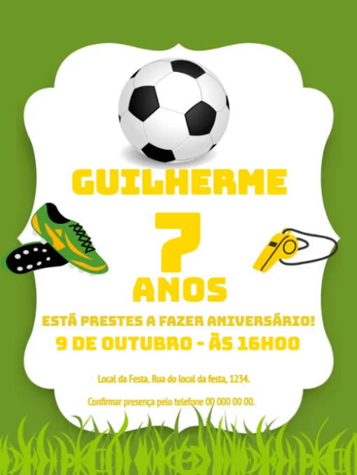 Convite Aniversário futebol verde Convite Aniversário futebol verde